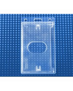 Frosted Rigid Plastic Badge Holder, [2.13" x 3.38"], Vertical Side Load w/Thumb Notch, Slot & Chain Holes