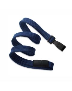 3/8" Flat Navy Blue Breakaway Lanyard w/"Twist-Free" Wide Plastic Hook