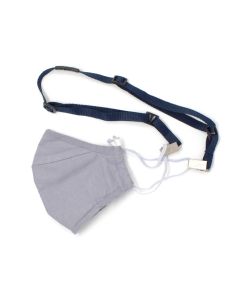 3/8" Flat Open Ended Navy Blue Adjustable Breakaway Face Mask Holder Lanyard w/(2) NPS Bulldog Clips