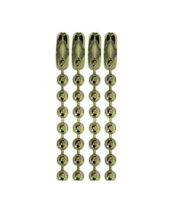 Brass Plated Steel Chain, No 3 (2.4mm) Bead, 18" Length w/Connector