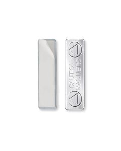 Rectangular Magnetic Adhesive Badge Finding, 2 Round Magnets in Steel, 1/2" x 1-3/4"