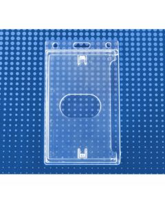 Economy Crystal Clear Rigid Plastic Badge Holder, [2.13" x 3.38"], Vertical Side Load w/Thumb Notch, Slot & Chain Holes