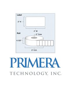 Primera 73209 [4" x 2"] Premium Gloss, Paper Inkjet Adhesive Label (Non-Perforated) 2" Core - 1025 Labels/Roll