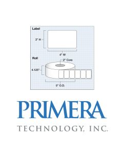 Primera 75843 [4" x 3"] Extreme Gloss, Polyester Inkjet Adhesive Label (Non-Perforated) 2" Core - 600 Labels/Roll