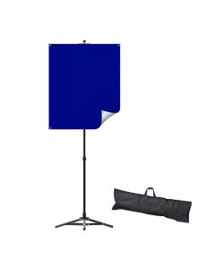 Backdrop Kit Includes: 2 Color Reversable Backdrop (White & Royal Blue) w/Grommets, 28" x 34", Stand & Carrying Case