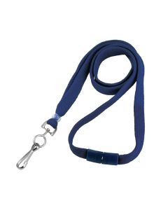 3/8" Flat Navy Blue Breakaway Lanyard w/Clear Plastic Bead & NPS Swivel Hook
