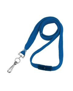 3/8" Flat Royal Blue Breakaway Lanyard w/Clear Plastic Bead & NPS Swivel Hook