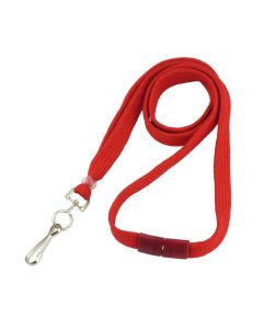 3/8" Flat Red Breakaway Lanyard w/Clear Plastic Bead & NPS Swivel Hook