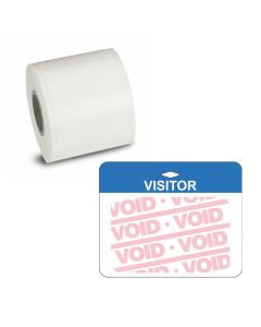 4" Direct Thermal Badge w/FULL Expiring Blue Top Bar VISITOR Clip-On Back Piece - For Dymo & Zebra Desktop Label Printers