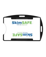 Black Rigid Plastic (Multi-Card) Badge Holder, [2.13" x 3.38"], Vertical or Horizontal w/Thumb Notch, SkimSAFE (Shielded) FIPS 201 Approved, Slot Holes