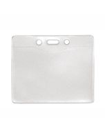 Clear Vinyl Badge Holder, [3.88" x 2.63"], Horizontal Top Load w/Thumb Notch, Slot & Chain Holes