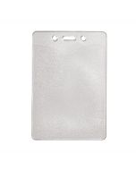 Clear Vinyl Badge Holder, [3.18" x 4.78"], Vertical Top Load w/Thumb Notch, Slot & Chain Holes