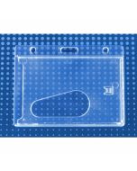 Economy Crystal Clear Rigid Plastic Badge Holder, [2.13" x 3.38"], Horizontal Side Load w/Thumb Notch, Slot & Chain Holes