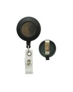 1-1/4" Black Round Plastic Badge Reel, 24" Cord Length with Clear Vinyl Strap & Slide Belt Clip