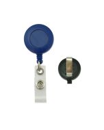1-1/4" Blue Round Plastic Badge Reel, 24" Cord Length with Clear Vinyl Strap & Slide Belt Clip